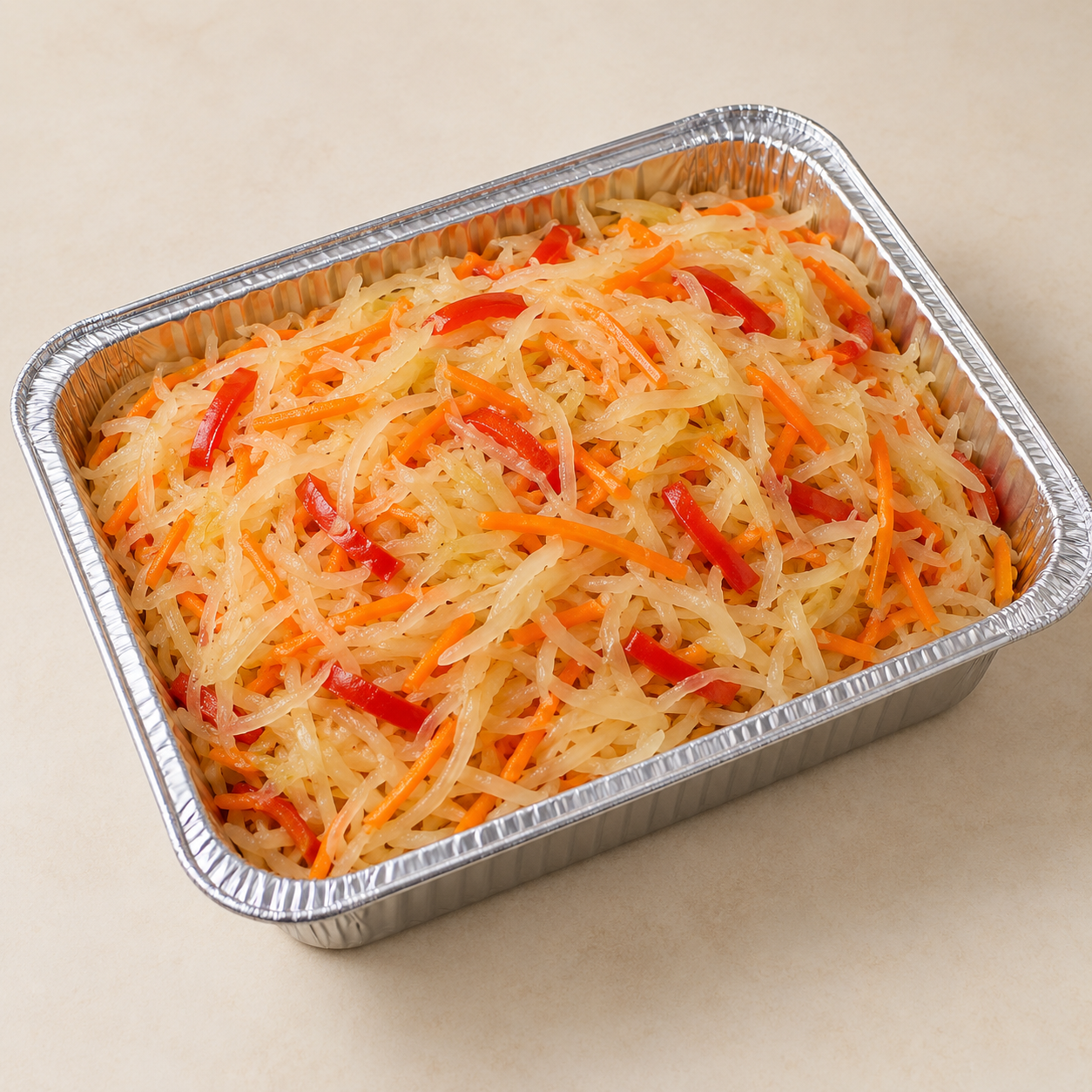 Atchara served in a catering tray