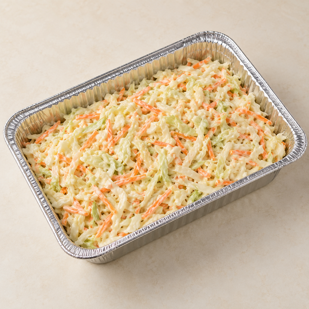 Coleslaw served in a catering tray