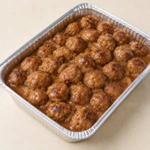 Meatball served in a catering tray
