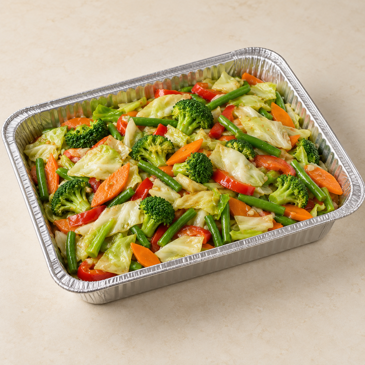 Stir-Fried Vegetables served in a catering tray
